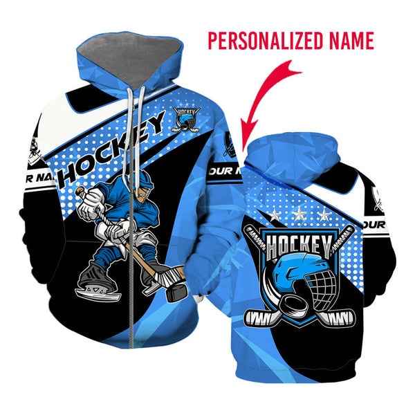 American Hockey Custom Name Zip Up Hoodie For Men & Women