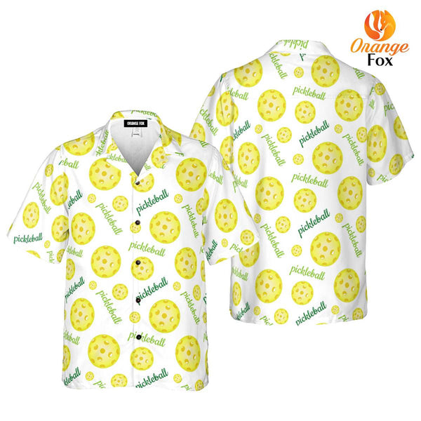 Bright Yellow Pickleball Balls Pattern Aloha Hawaiian Shirt For Men & Women