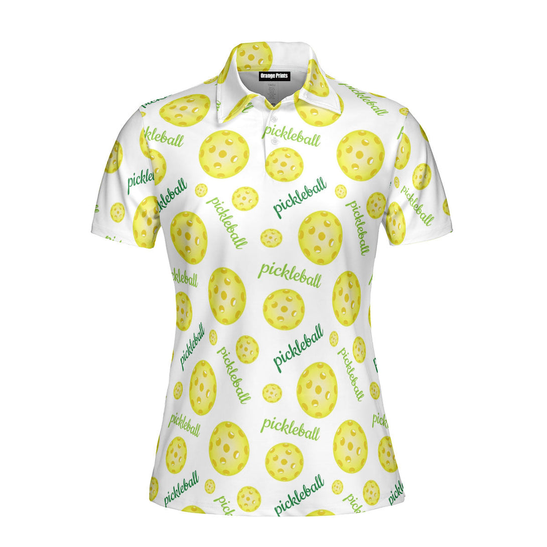 Bright Yellow Pickleball Balls Polo Shirt For Women