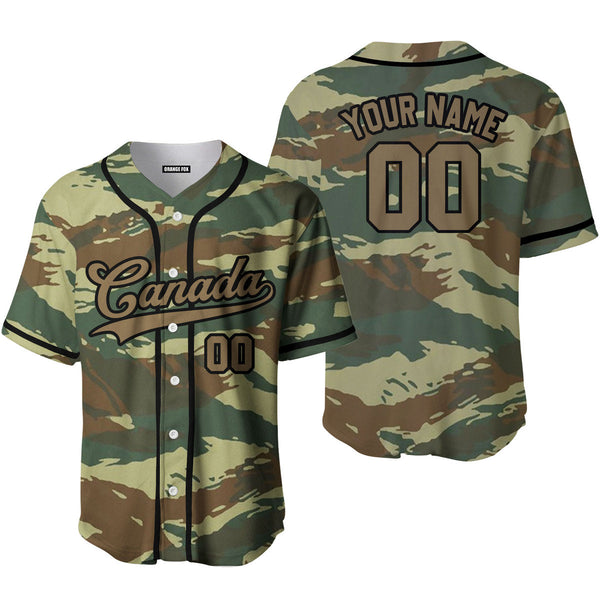 Custom Camouflage Brown-Black Canada Baseball Jersey