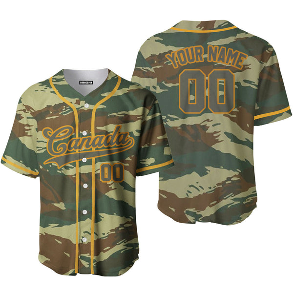 Canada Camouflage Gray Yellow Custom Name Baseball Jerseys For Men & Women