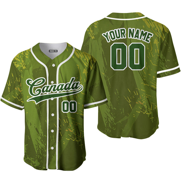 Canada Camouflage Green White Custom Name Baseball Jerseys For Men & Women