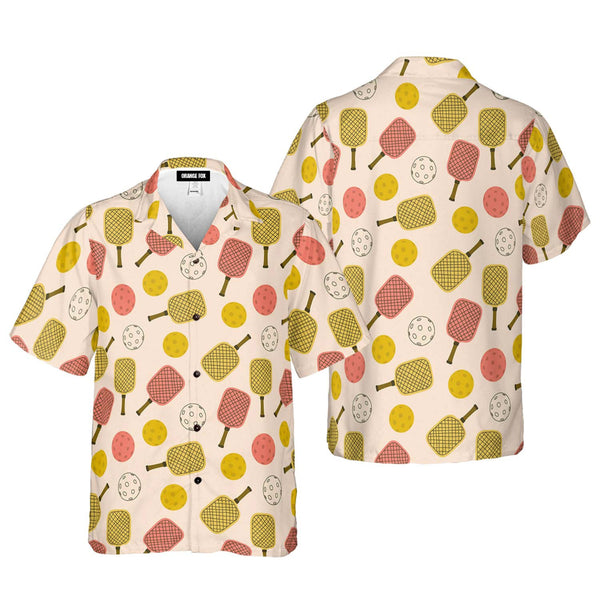 Colorful Pickleball Paddle Pattern Aloha Hawaiian Shirts For Men & Women