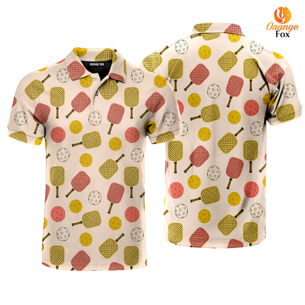 Colorful Pickleball Paddle Polo Shirt For Men