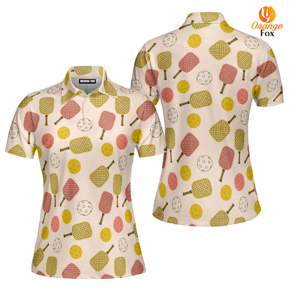Colorful Pickleball Paddle Polo Shirt For Women