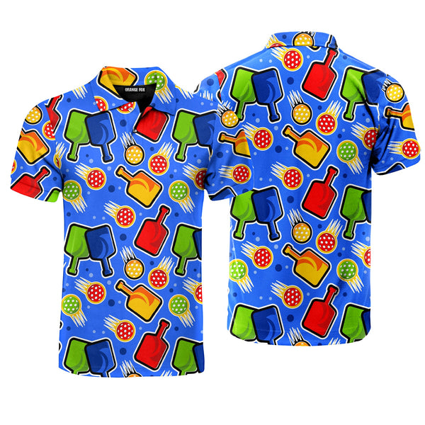 Colorful Pickleball Paddles Polo Shirt For Men