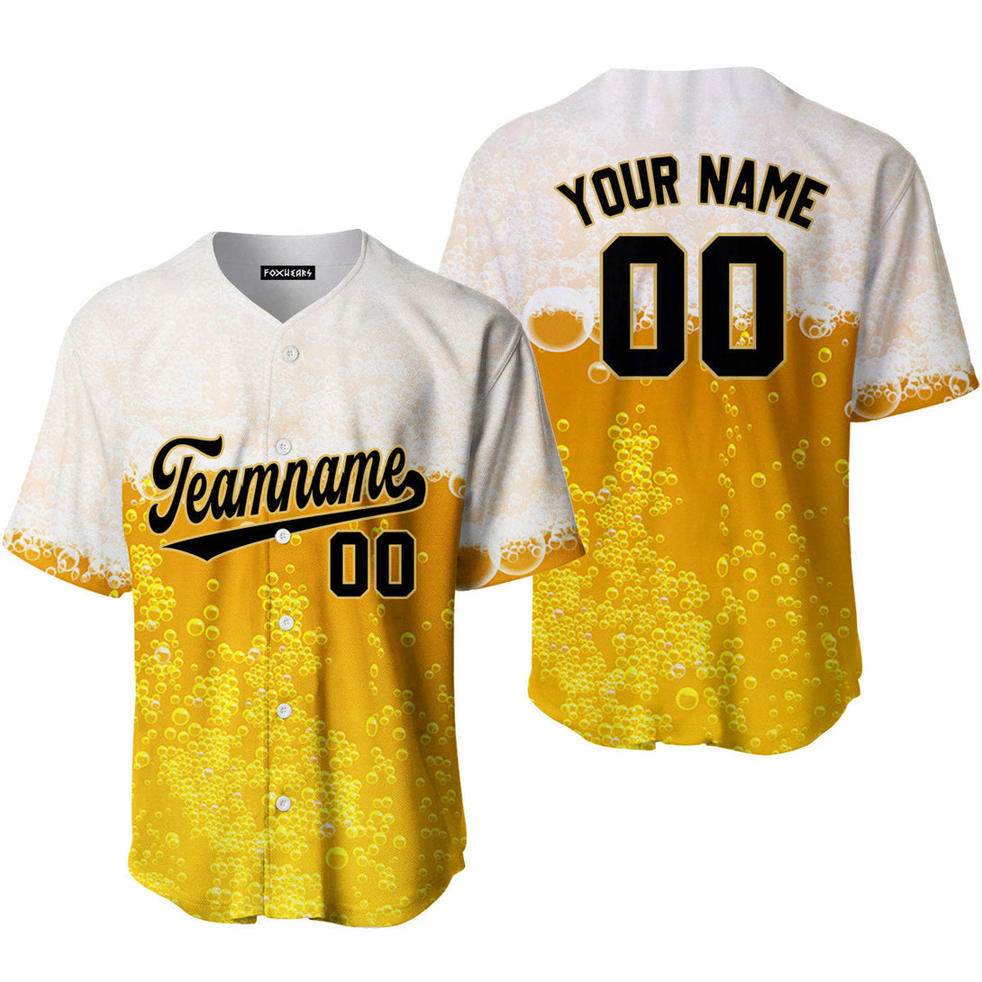 Custom Beer Bubbles Yellow Black Custom Baseball Jerseys For Men & Women