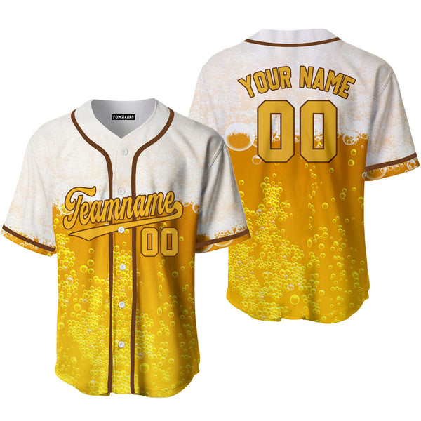 Custom Beer Bubbles Yellow Gold Custom Baseball Jerseys For Men & Women