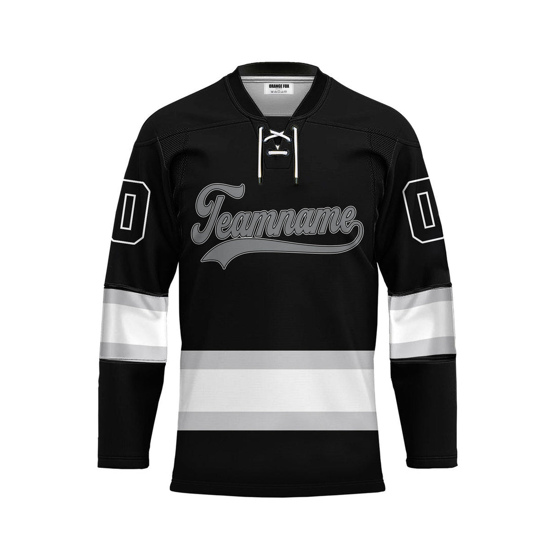 Custom Black Los Angeles Lace Neck Hockey Jersey For Men & Women