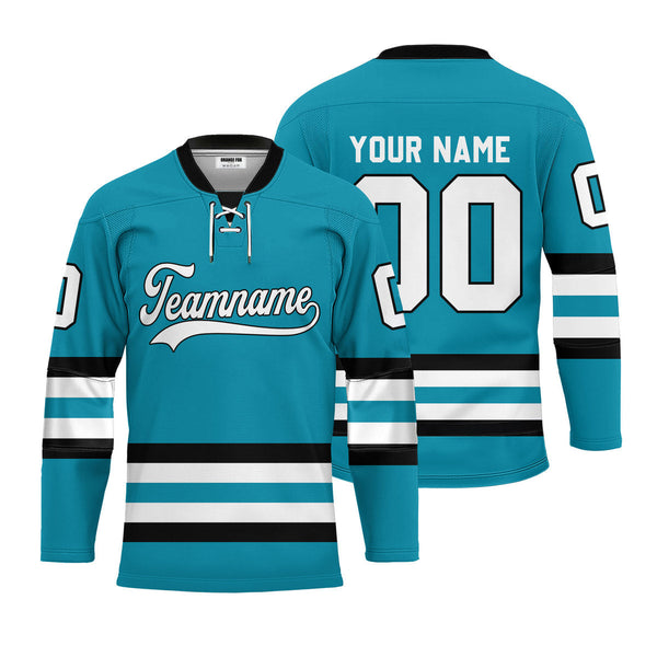 Custom Blue San Jose Lace Neck Hockey Jersey For Men & Women