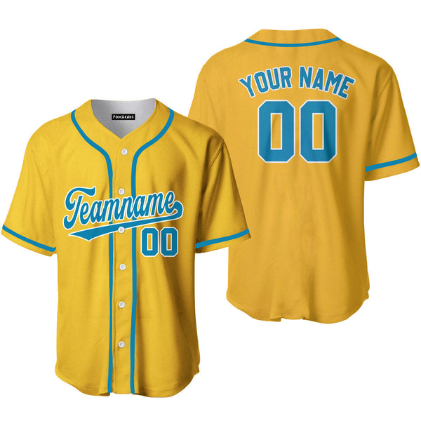 Custom Blue White Yellow Gold Custom Baseball Jerseys For Men & Women