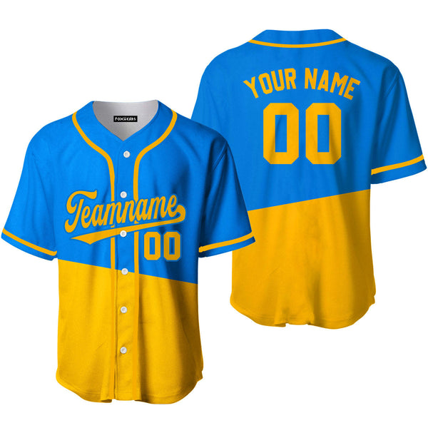 Custom Gold And Blue Custom Baseball Jerseys For Men & Women