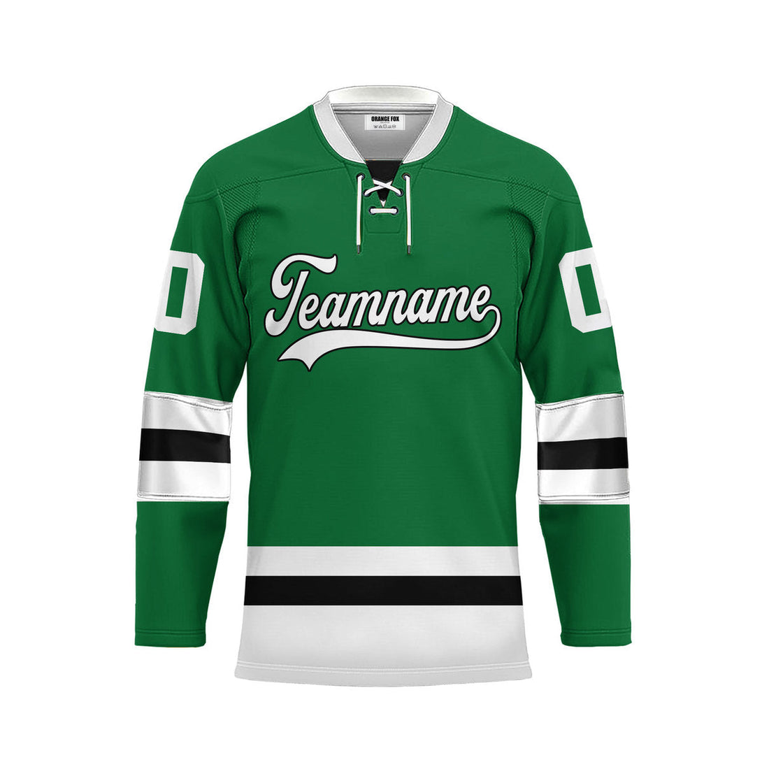 Custom Green Dallas Lace Neck Hockey Jersey For Men & Women