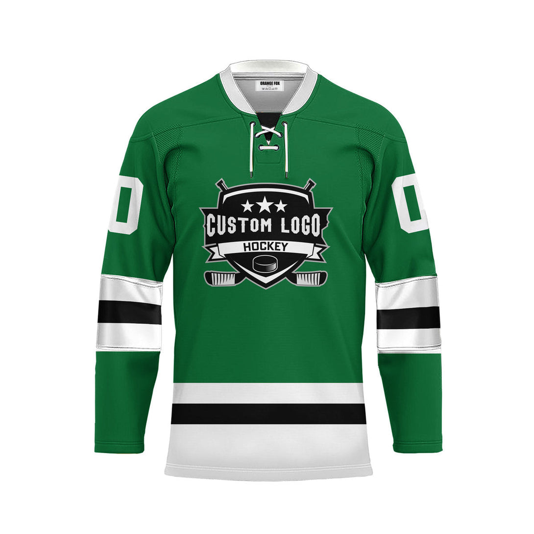 Custom Green Dallas Lace Neck Hockey Jersey For Men & Women