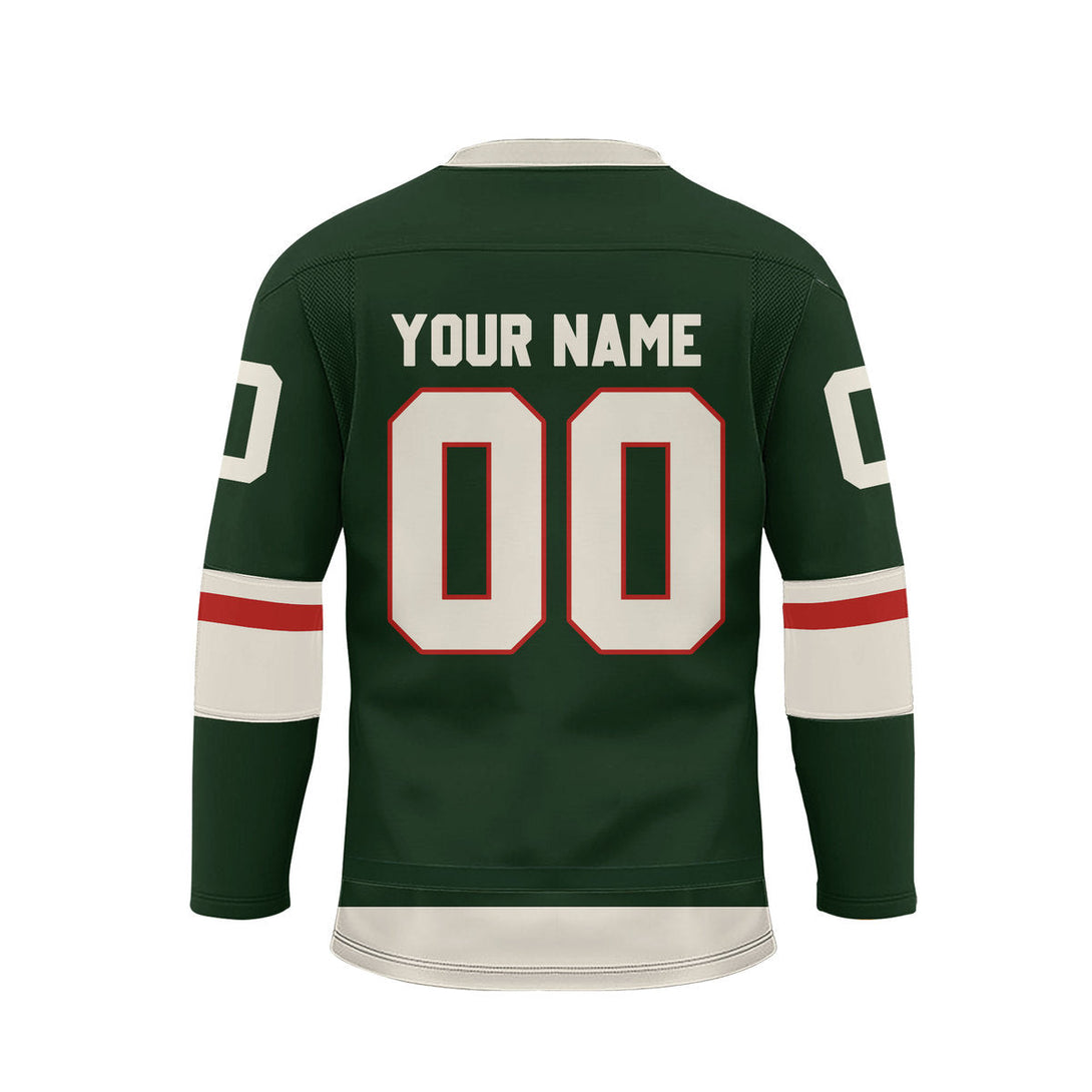 Custom Green Minnesota Lace Neck Hockey Jersey For Men & Women