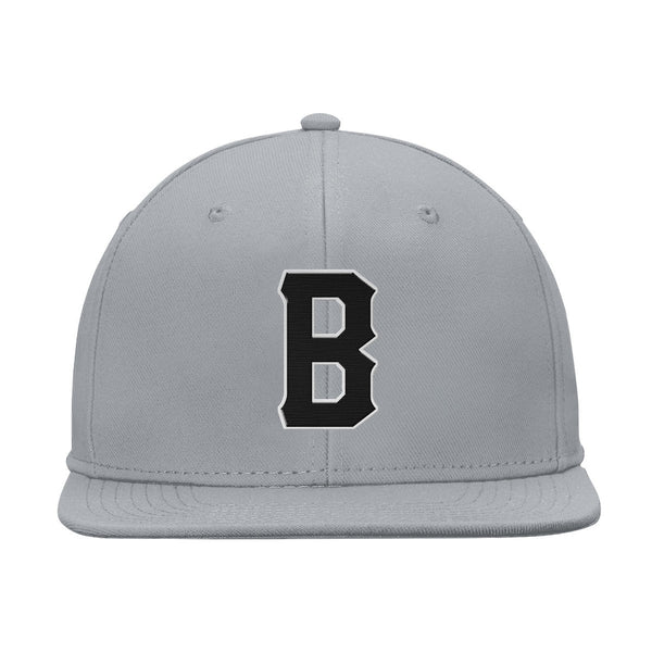 Custom Grey Black And White Stitched Snapback Hat