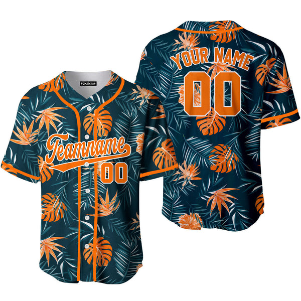 Custom Jungle Palm Tropical Pattern Orange White Custom Baseball Jerseys For Men & Women