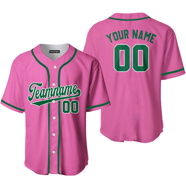 Custom Kelly Green White And Pink Custom Baseball Jerseys For Men & Women