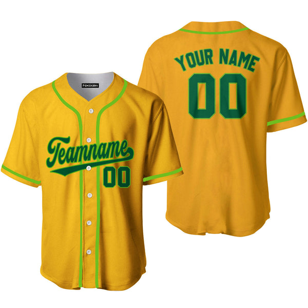 Custom Kelly Green Yellow Gold Custom Baseball Jerseys For Men & Women