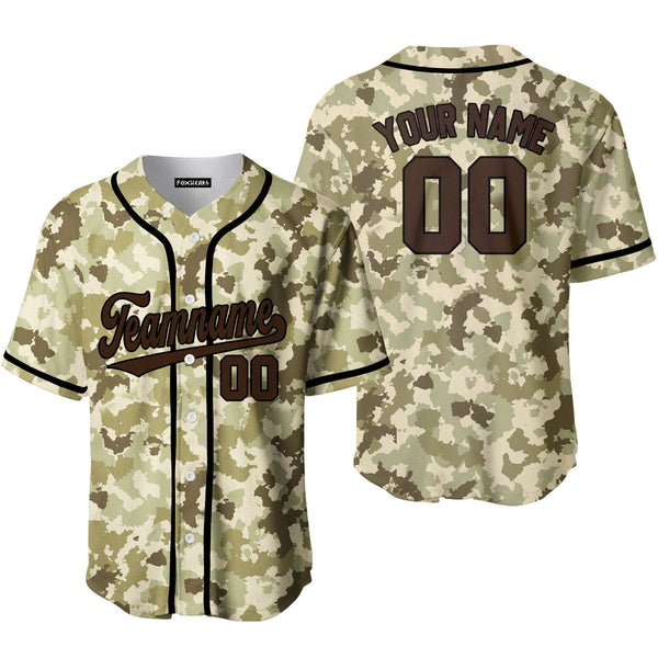 Custom Light Brown Camouflage Brown Black Baseball Jerseys For Men & Women