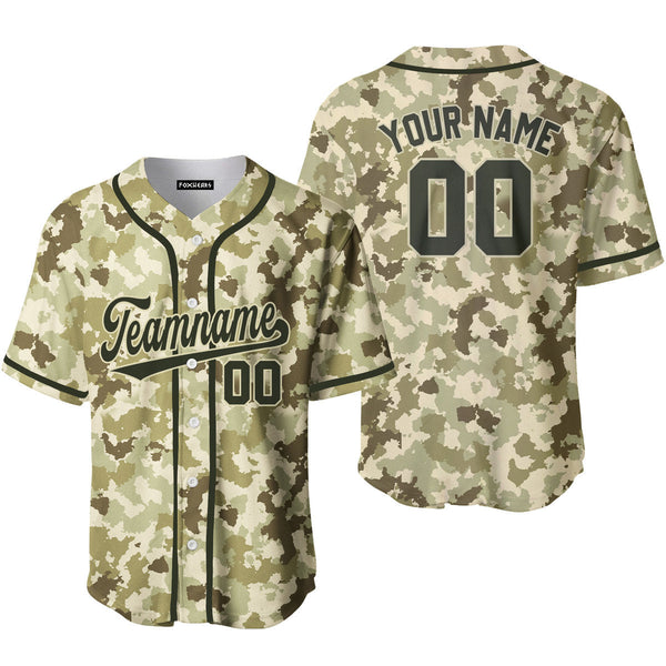Custom Light Brown Camouflage Olive Cream Baseball Jerseys For Men & Women