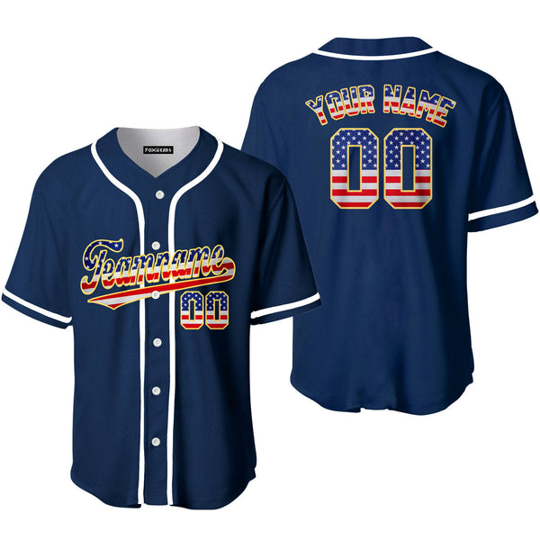 Custom Navy Retro American Custom Baseball Jerseys For Men & Women
