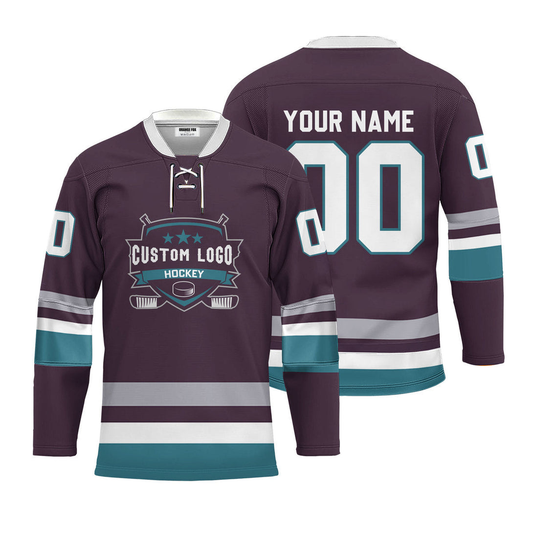 Custom Purple Anaheim Lace Neck Hockey Jersey For Men & Women