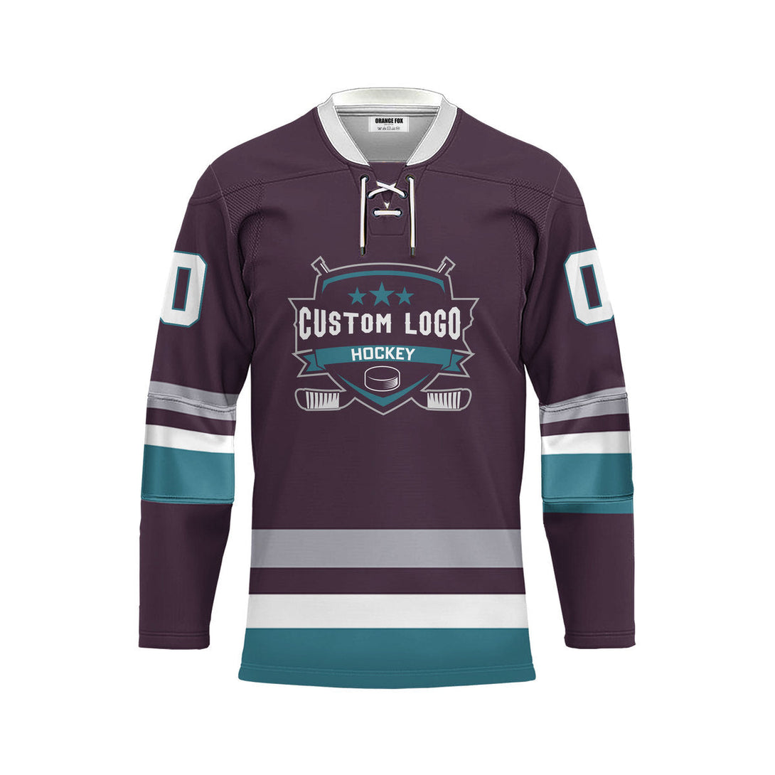 Custom Purple Anaheim Lace Neck Hockey Jersey For Men & Women