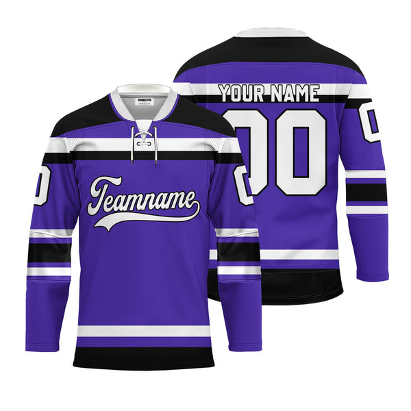 Custom Purple Los Angeles Lace Neck Hockey Jersey For Men & Women