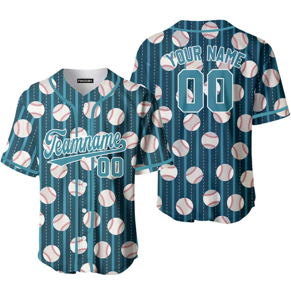 Custom Teal Baseball Pinstriped Pattern Teal White Custom Baseball Jerseys For Men & Women