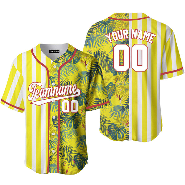 Custom Tropical Yellow White - Orange Split Fashion Baseball Jerseys For Men & Women