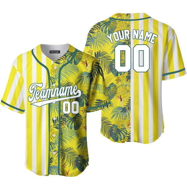 Custom Tropical Yellow Yellow-Green Split Fashion Baseball Jerseys For Men & Women