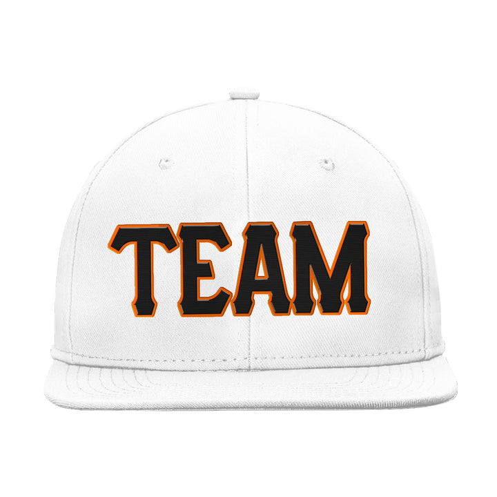 Custom White Black Orange Snapback Hat