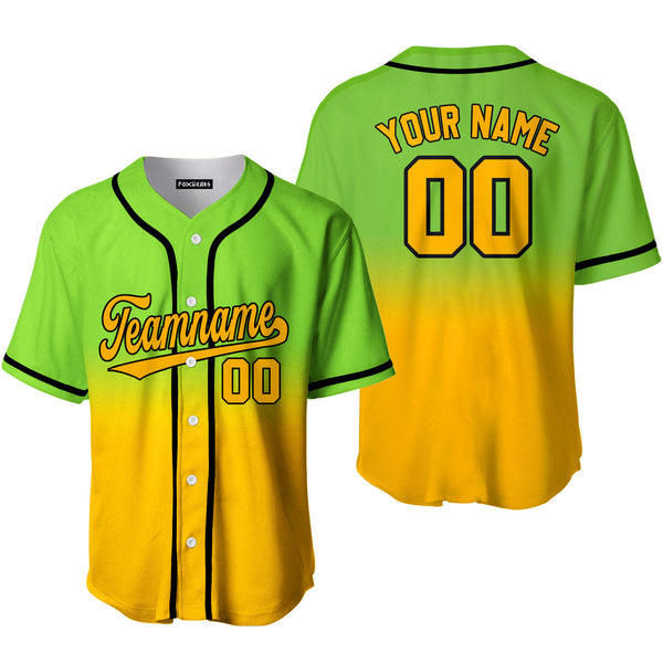 Custom White Gold Neon Green Fade Fashion Baseball Jerseys For Men & Women