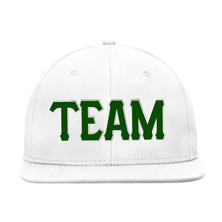 Custom White Green Snapback Hat