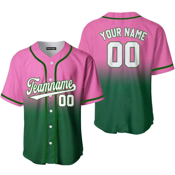 Custom White Kelly Green Pink Fade Fashion Baseball Jerseys For Men & Women