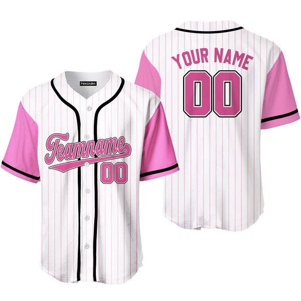 Custom White Pink Raglan Pink Black Baseball Jerseys For Men & Women