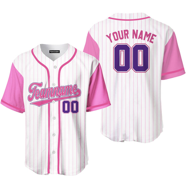 Custom White Pink Raglan Pink Purple Baseball Jerseys For Men & Women
