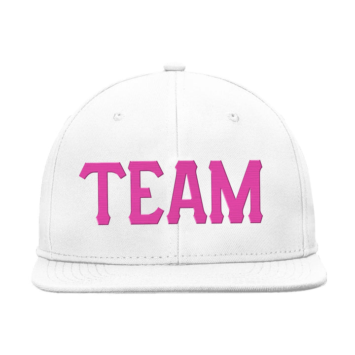 Custom White Pink Snapback Hat