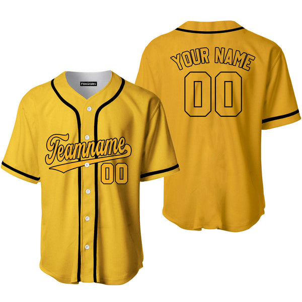Custom Yellow Yellow-Black Baseball Jersey