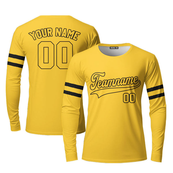 Custom Yellow Black And Gold Custom Long Sleeve T-Shirt For Men & Women
