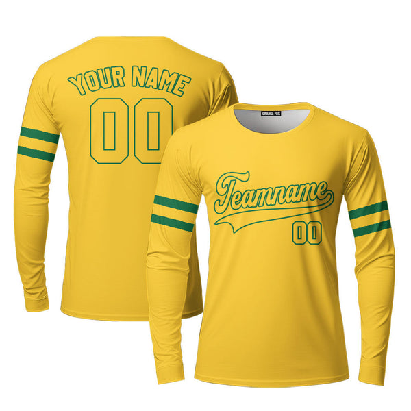 Custom Yellow Kelly Green And Gold Custom Long Sleeve T-Shirt For Men & Women