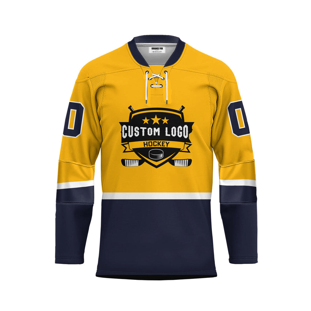 Custom Yellow Nashville Lace Neck Hockey Jersey For Men & Women