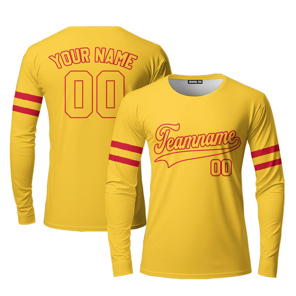Custom Yellow Red And Gold Custom Long Sleeve T-Shirt For Men & Women
