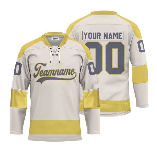Custom Yellow Vegas Lace Neck Hockey Jersey For Men & Women