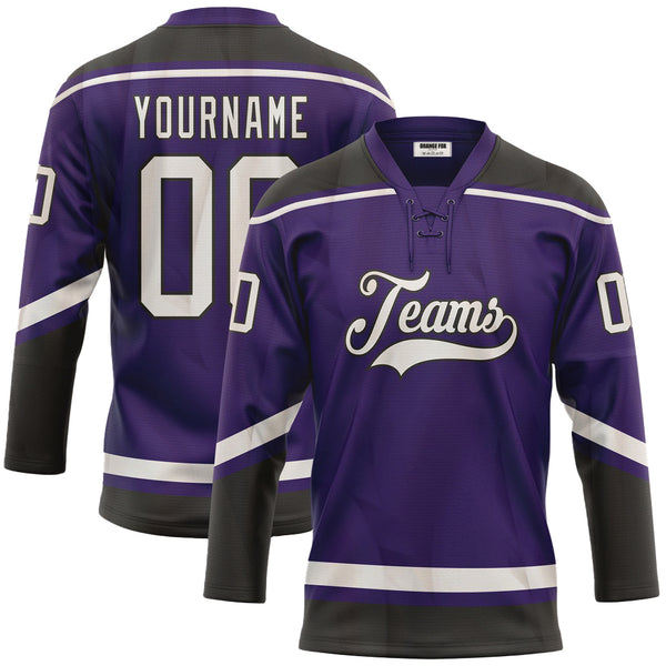 Custom Purple White-Black Neck Hockey Jersey For Men & Women
