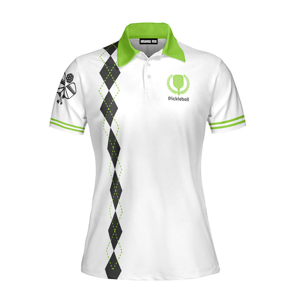 Dink Responsibly Don't Get Smashed Green White Pickleball Polo Shirt For Women