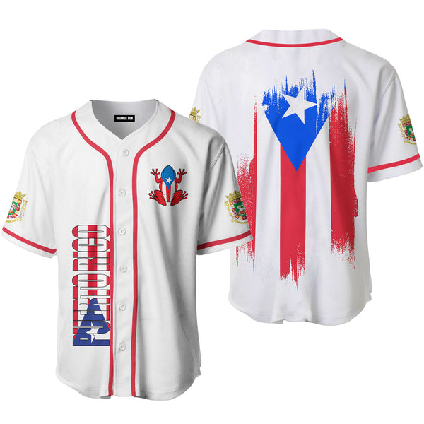 Puerto Rico Puerto Rican Flag White Baseball Jersey