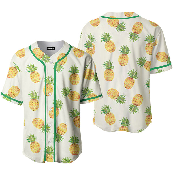 Pineapple Tropical White Baseball Jersey For Men & Women FBB1265