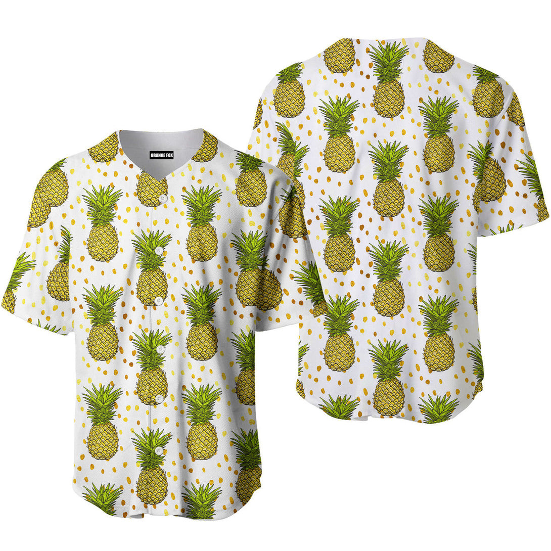 Pineapple Tropical Seamless Pattern And Gold Dots Baseball Jersey For Men & Women FBB1266